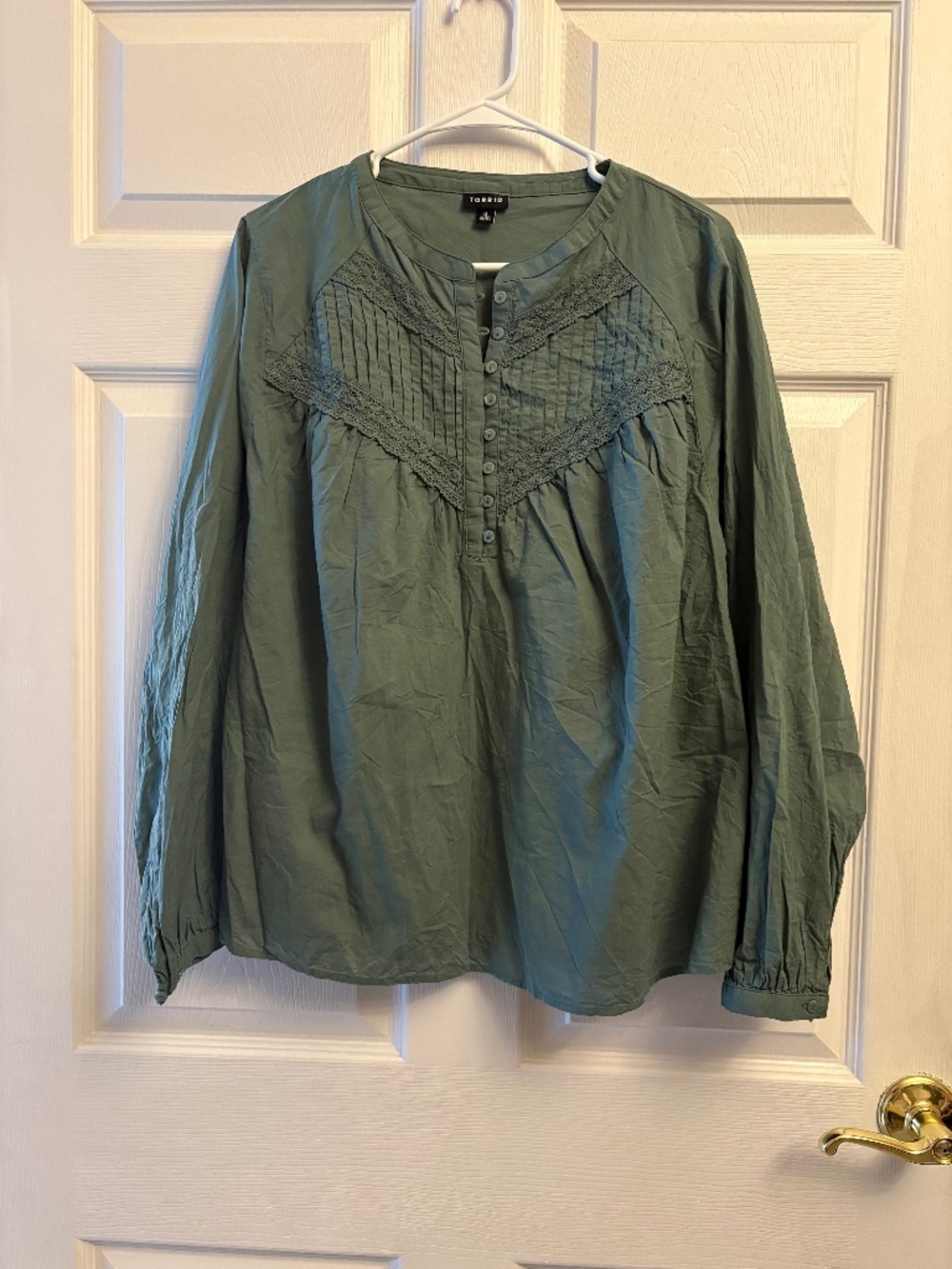 Women's Torrid Dark Green Peasant Blouse